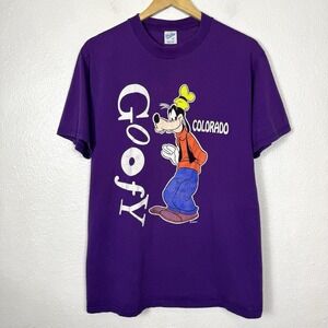 Vintage Disney Goofy‎ T-shirt Velva Sheen Size Large Colorado Tee Shirt Purple